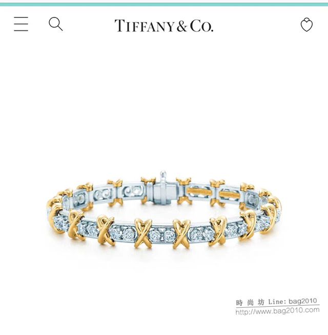 Tiffany純銀飾品 蒂芙尼女士專櫃爆款純銀Schlumberger手鏈 Tiffany四鑽交叉滿鑽手鏈  zgt1688